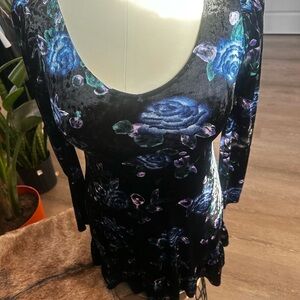 Wild Fable Black and Purple Velvet Dress